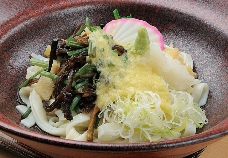 ▲Wild vegetable and grated radish Kishimen