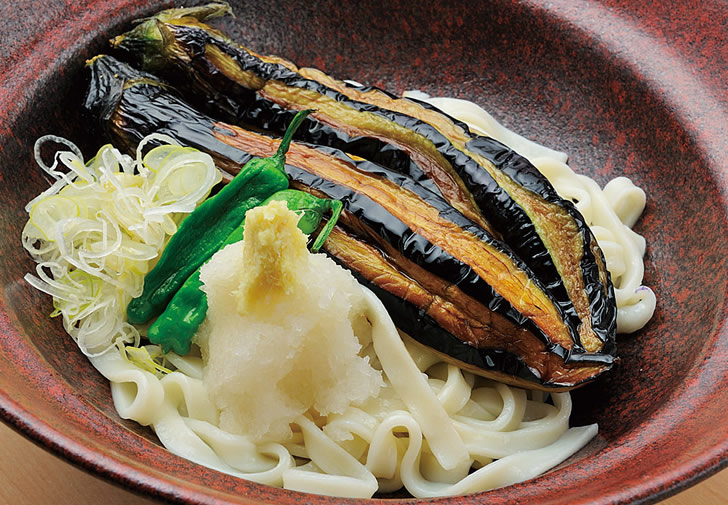 ▲Eggplant and grated radish Kishimen